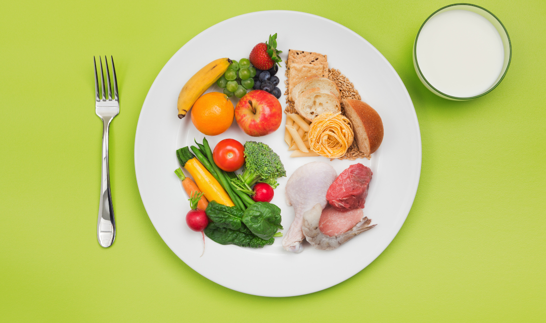 Plate of healthy foods